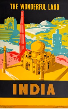 Original Vintage India The Wonderful Land Poster C1957