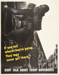 Original Vintage WWII Don't Talk About Troop Movements Poster Powell