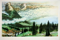 Original Chinese Cultural Revolution Poster c1974 - Clouds Over Mountains