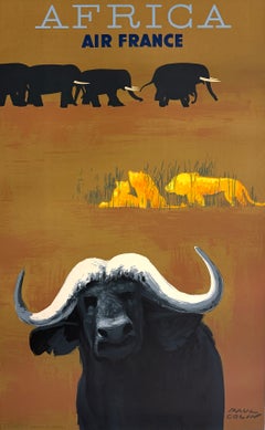 Original-Vintage-Poster „Air France – Afrika“ von Paul Colin, 1956