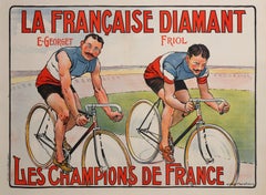 Original Vintage La Francaise Diamant Cycling Poster by Marodon 1910