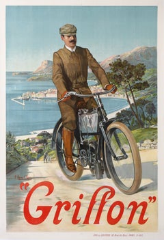 Original Vintage Griffon Bicycle Poster by Hugo d'Alesi 1904 Cycle