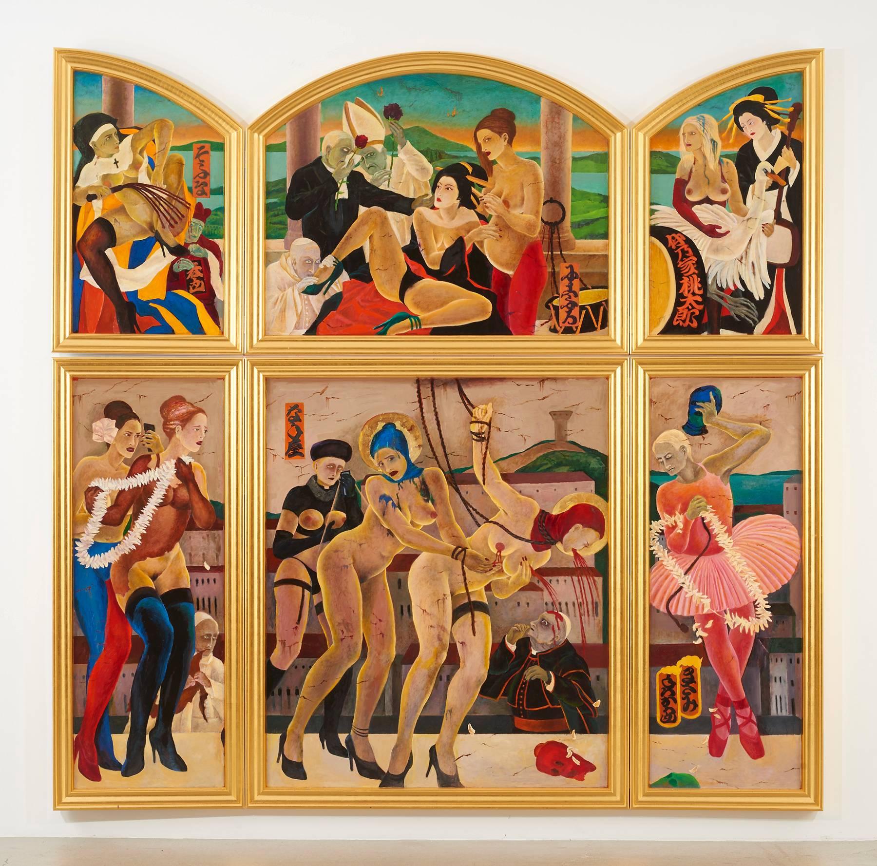 Masami Teraoka Figurative Painting - Pussy Riot/Swan Lake