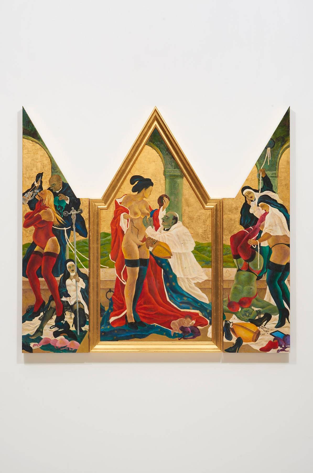 Masami Teraoka Figurative Painting - The Cloisters Last Supper/Geisha and Pope