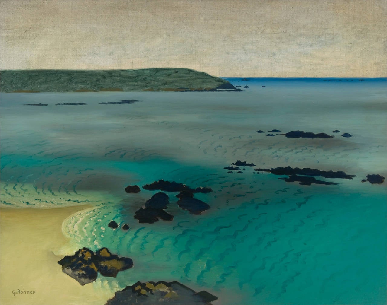 Georges Rohner Landscape Painting - Untitled (Seascape)