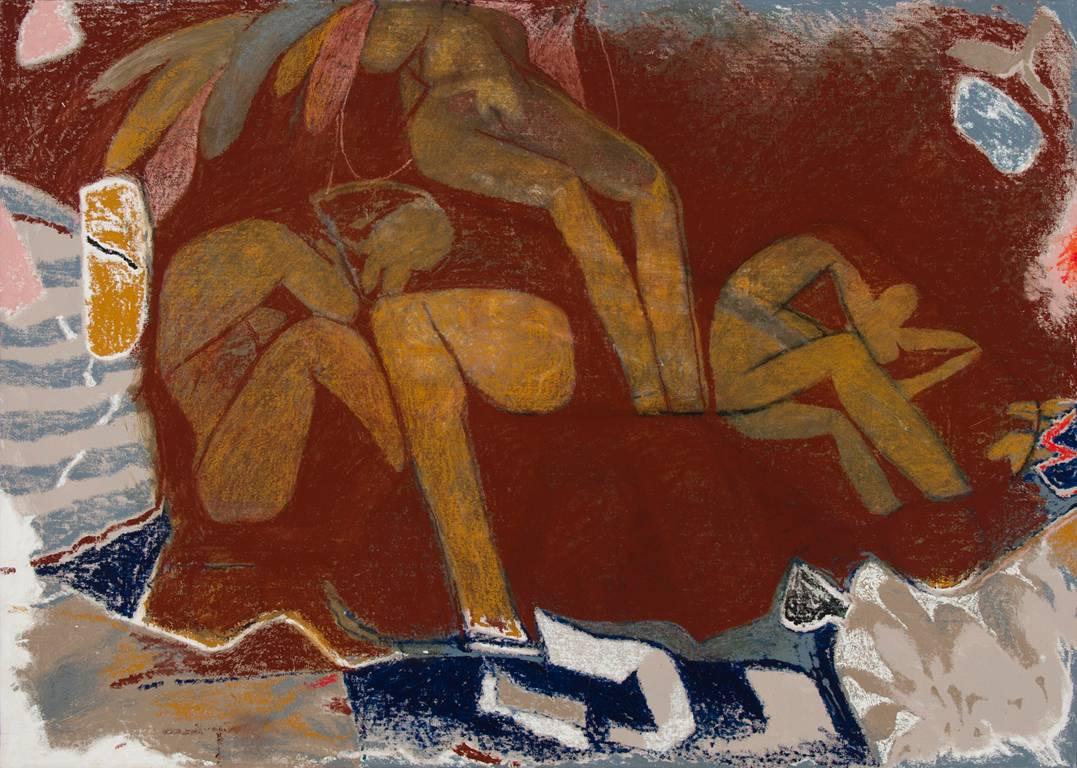 Otis Huband Abstract Painting - Burnt Sienna Figures