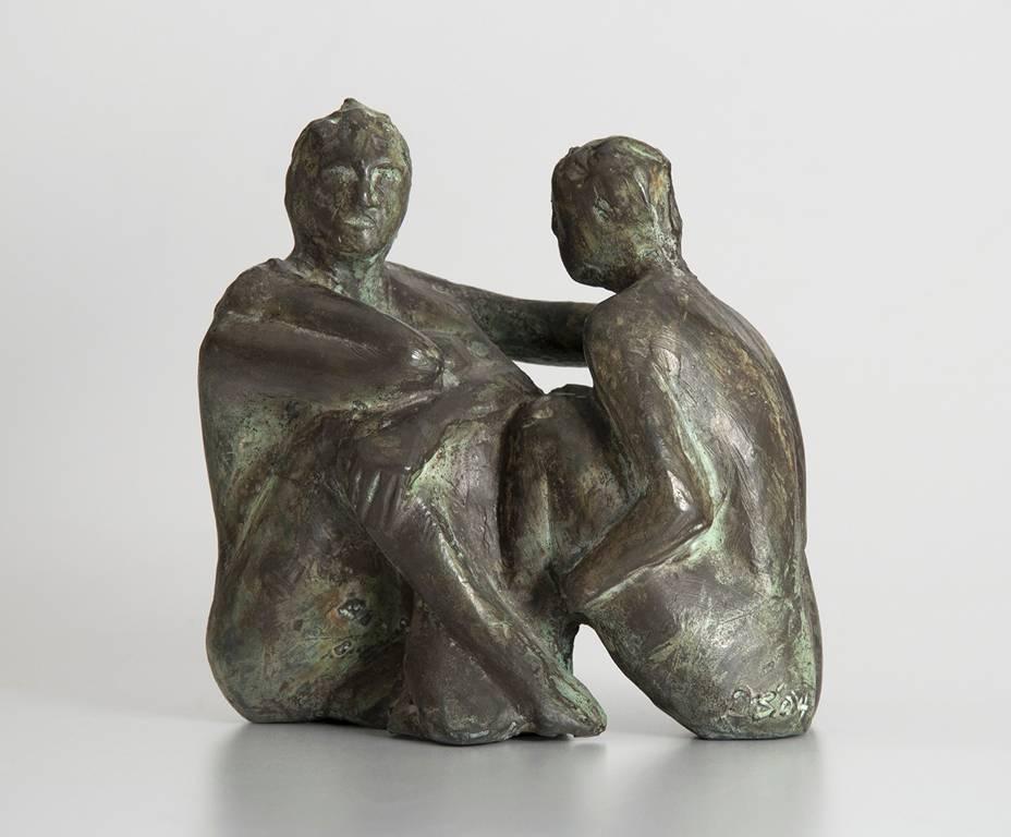 Deborah Ballard Figurative Sculpture - Pair of Gossips II