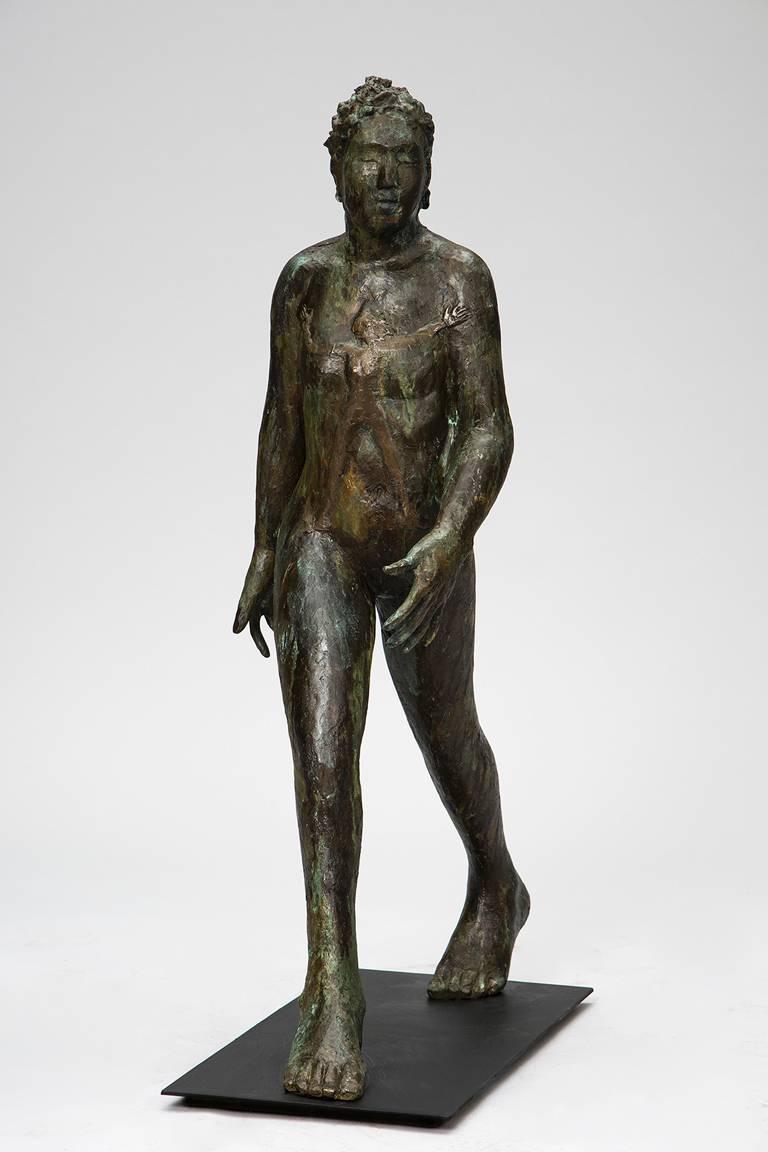 Deborah Ballard Figurative Sculpture - Walk/Inner Voice Series: Changing Direction