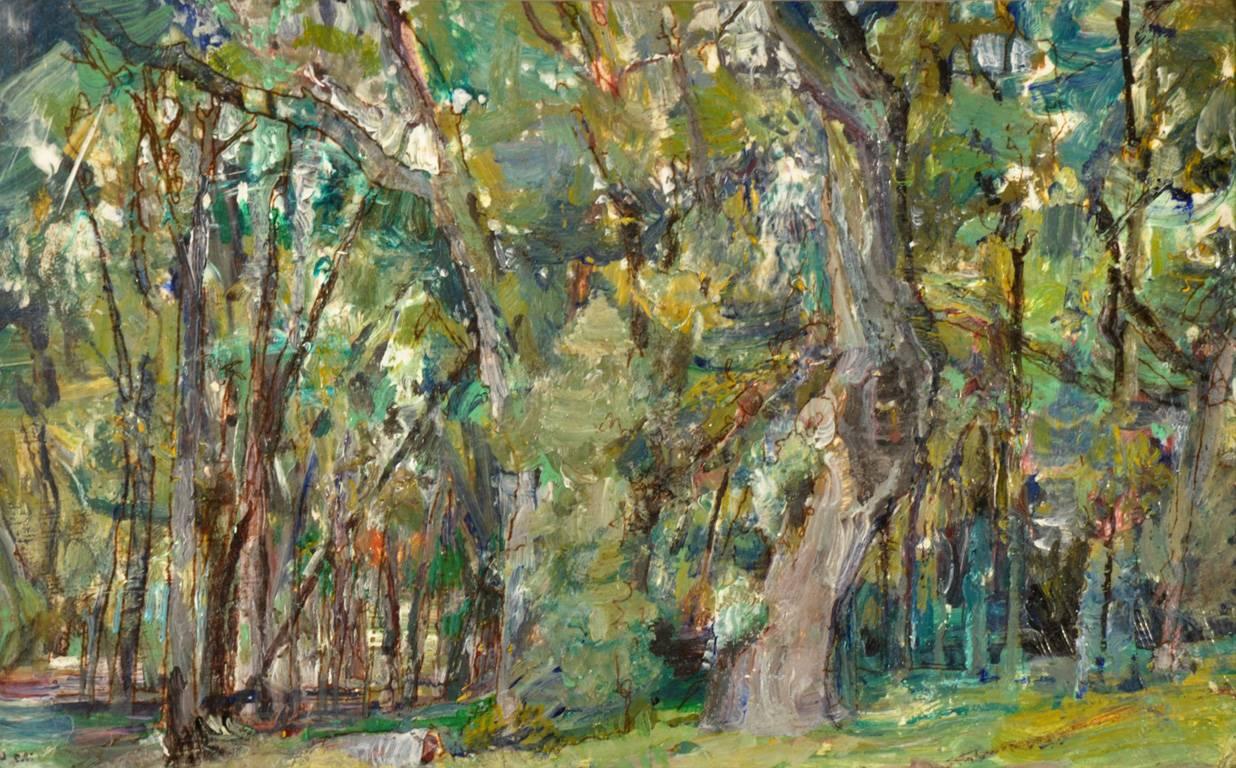 East Woods Park - Painting by John Cobb
