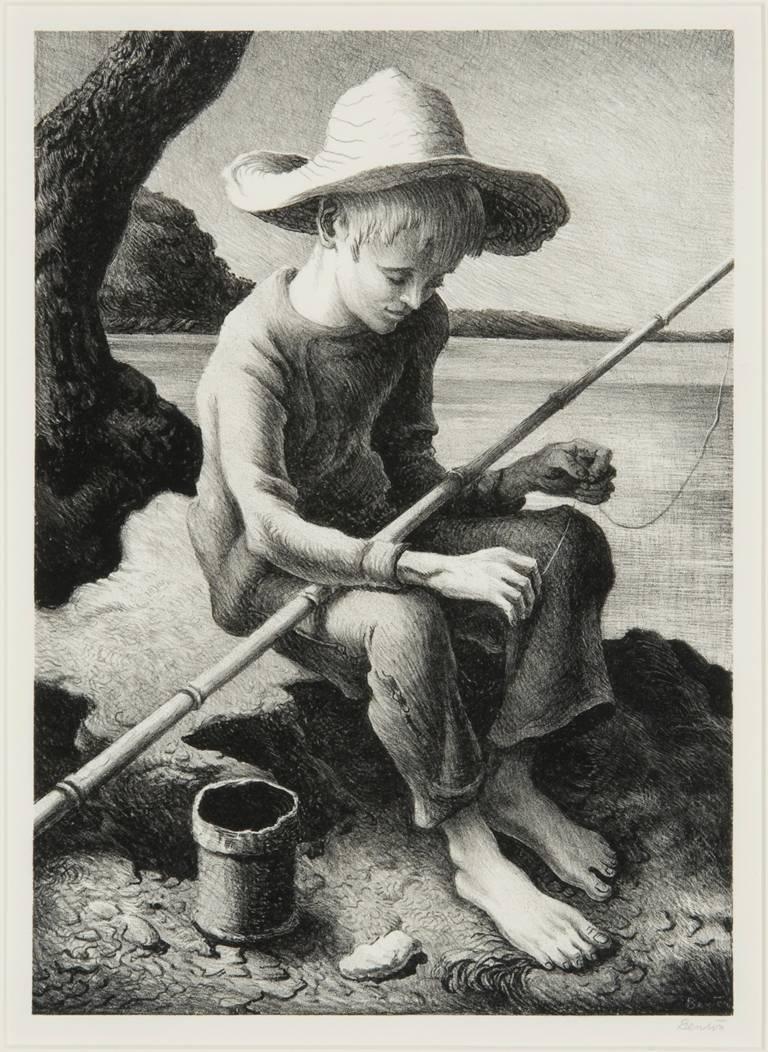 Thomas Hart Benton Figurative Print - The Little Fisherman
