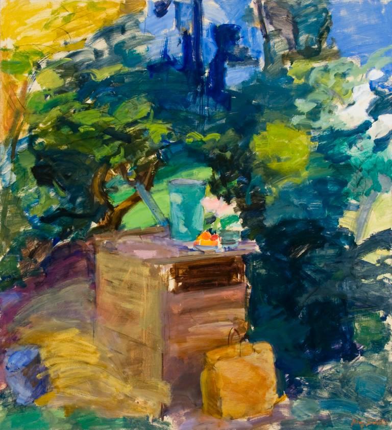 Still Life in the Garden II - Painting by Henry Finkelstein