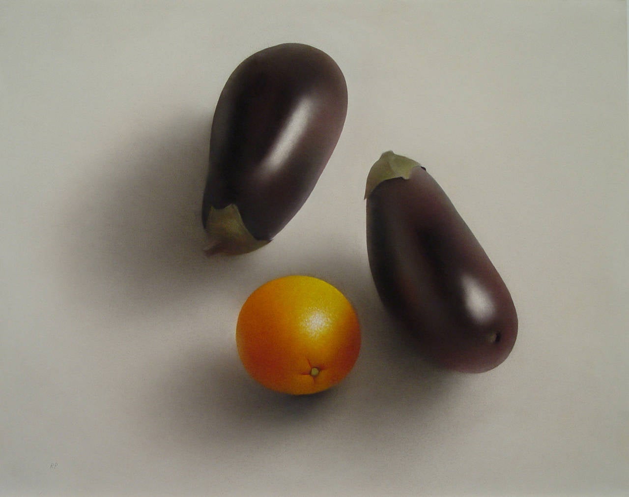 Robert Peterson Still-Life - Eggplants and Orange