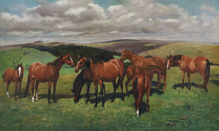 Charles Augustus Henry Lutyens Landscape Painting – Untitled (Eight Horses)