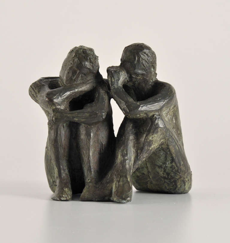 Deborah Ballard Figurative Sculpture - Pair of Gossips