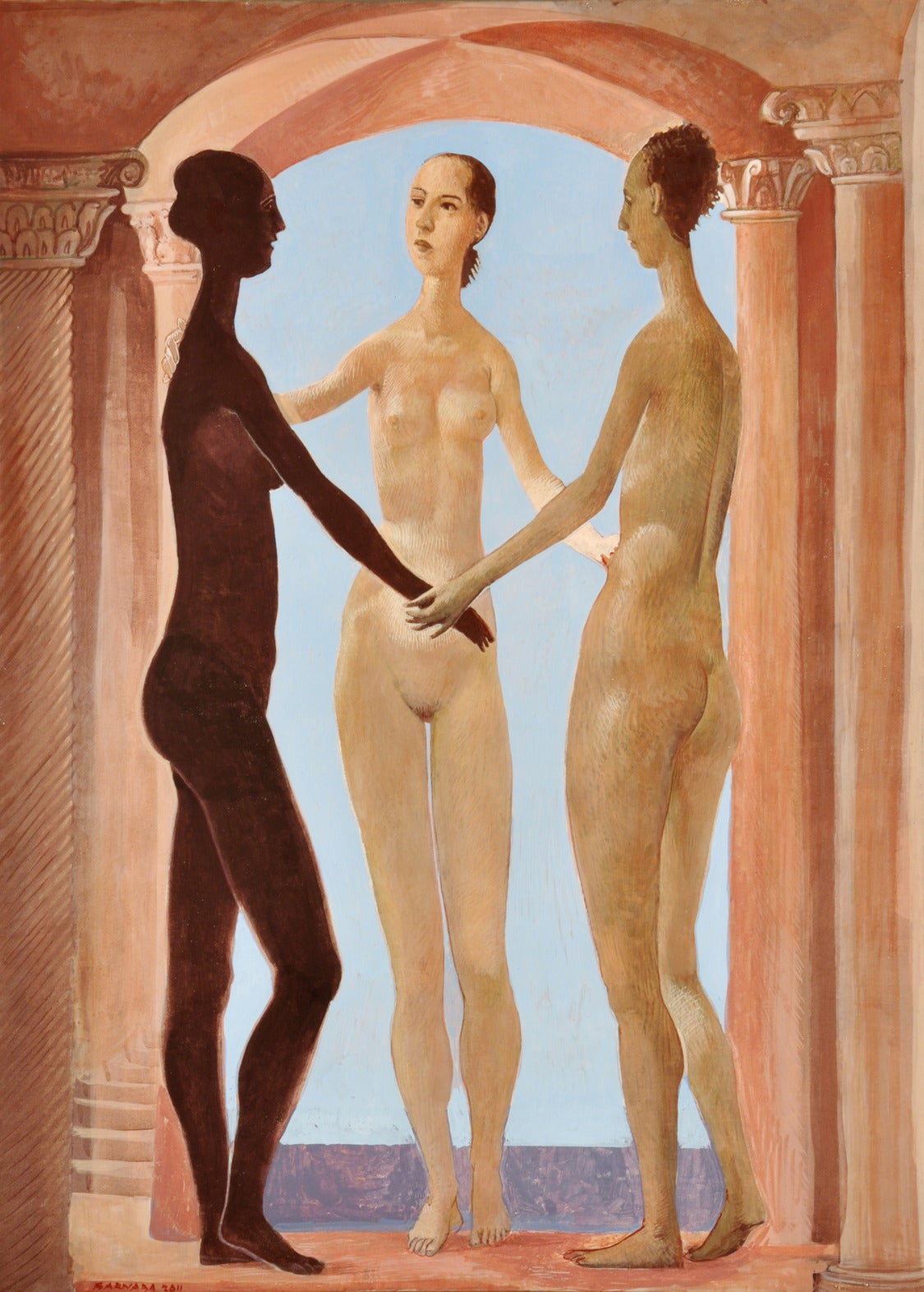 Barnaby Fitzgerald Nude Painting - La Maison Rose de Goré