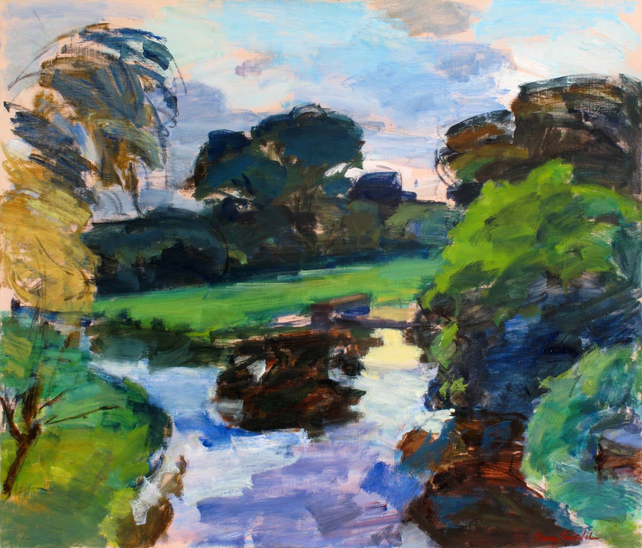 Henry Finkelstein Landscape Painting - Evening Reflections at Larre