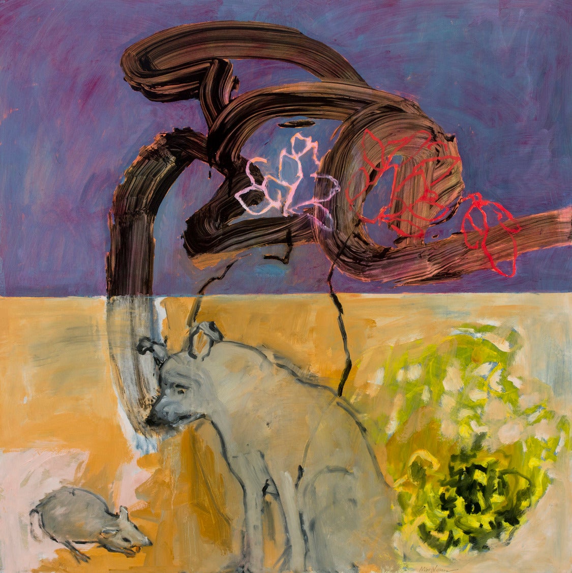 Mary Vernon Animal Painting - Mouse and Dog