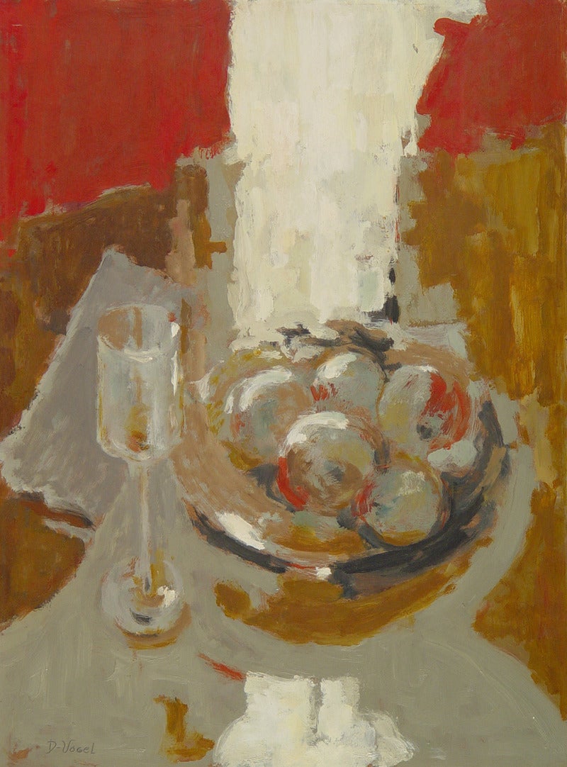 Still-Life Painting Donald S. Vogel - Nature morte de fruits et de verre