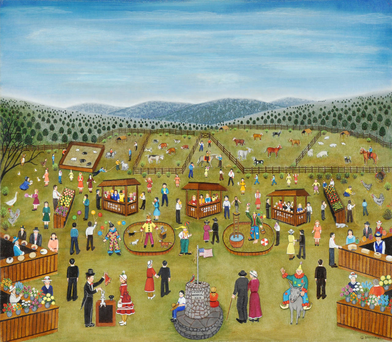 Fannie Lou Spelce Figurative Painting - County Memorial Fair