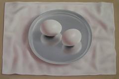 Two Eggs on a Metal Plate