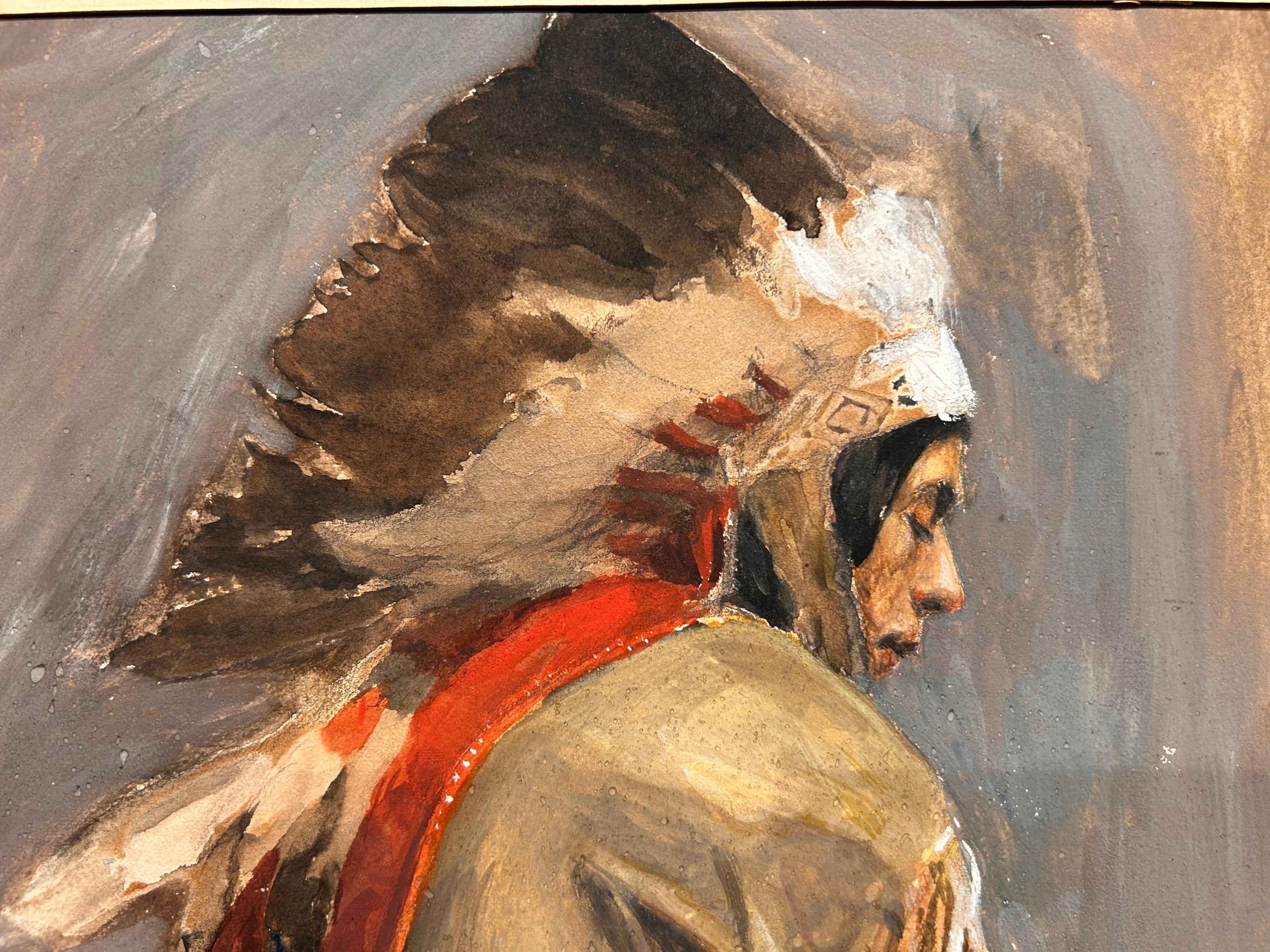 Portrait of Native American Man in Traditional Clothing For Sale 2
