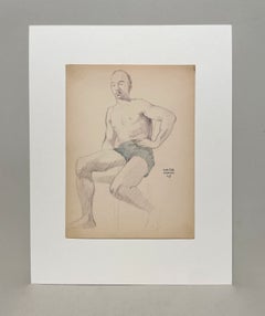 A Unique 1935 American Modern Figure Study, Seated African-American Male Model