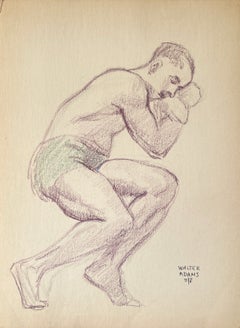 A Unique 1935 American Modern Figure Study, Seated African-American Male Model