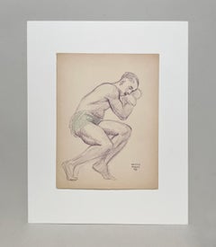 A Unique 1935 American Modern Figure Study, Seated African-American Male Model