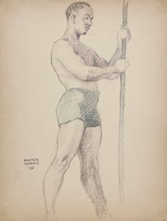 A Unique 1935 American Modern Figure Study, Standing African-American Male Model