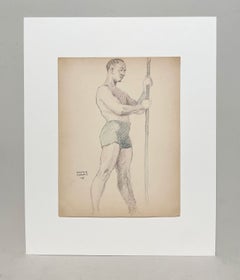 A Unique 1935 American Modern Figure Study, Standing African-American Male Model
