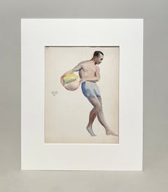A Unique 1934 American Modern Figure Study, Standing African-American Male Model