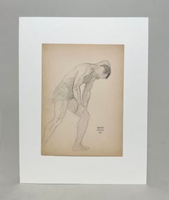 A Striking, Modern 1930s Art Deco-Era Pastel Figure Study, Standing Male Model