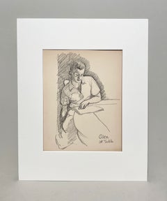 An Introspective 1930s American Modern Drawing, Young Man Reading