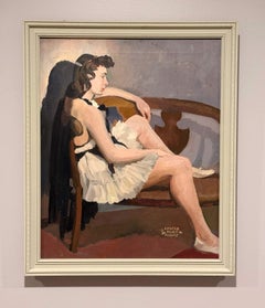 A Contemplative 1940s Modern Studio Portrait, Seated Young Female Ballet Dancer