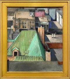 A Large, 1950s Mid-Century Modern New York City Rooftop scene, "The Copper Roof"