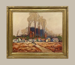 A Large, Dynamic 1930s Modern Social Realist Industrial Scene, Marktown, Indiana