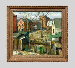 A Gritty 1950s Modern Social Realist Painting, Chicago Rooftops and Backyards