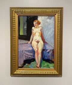 A Vibrant 1920s American Modern Studio Interior Scene of a Standing Female Model