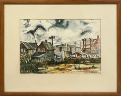 A Blustery 1940s American Scene, Social Realist WC, City Neighborhood Backlots