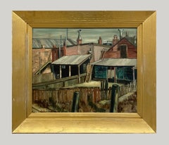 A Gritty 1940s American Scene, Social Realist Oil, "Backyard in Virginia City"