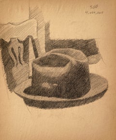 A Stylish 1930s American Modern Drawing, Fashion Illustration Study, Men's Hat