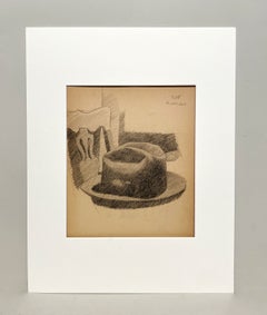 A Stylish 1930s American Modern Drawing, Fashion Illustration Study, Men's Hat