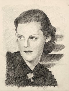 Ein beeindruckendes Porträt einer stilvollen jungen Frau aus den 1930er Jahren im Stil des amerikanischen Modernismus und der Art-déco-Epoche