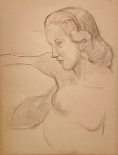 Un impresionante retrato de gran formato de la década de 1930, de estilo moderno estadounidense y de la época Art Déco, que representa a una modelo desnuda