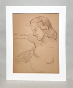 Un impresionante retrato de gran formato de la década de 1930, de estilo moderno estadounidense y de la época Art Déco, que representa a una modelo desnuda
