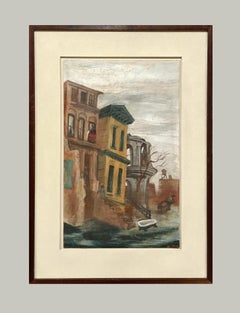 A Gritty, 1940s American Modern, Social Realist City Street Scene, Woman Artist
