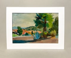 A Colorful Modern California Neighborhood Street Scene, Rooftops, Escondido