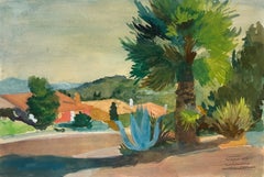 A Colorful Modern California Neighborhood Street Scene, Rooftops, Escondido