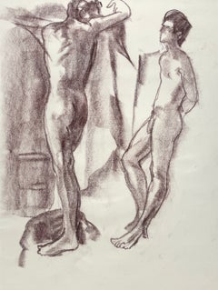 A Large, Striking Post-War Modern Studio Figure Study, Young Male Nude Models