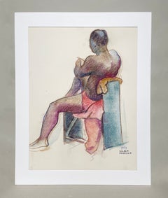 A Striking Post-War Modern Studio Figure Study, African-American Male Nude Model